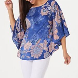 Bob Mackie ~ Zen Garden Blue floral Caftan ~ size Small ~ NWT ~ 3/4 sleeve